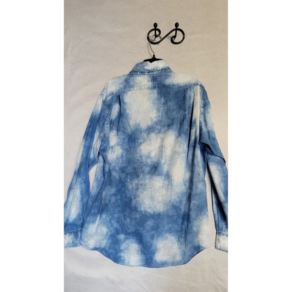 Blue White Polo Ralph Lauren LS Button Up Shirt Size M